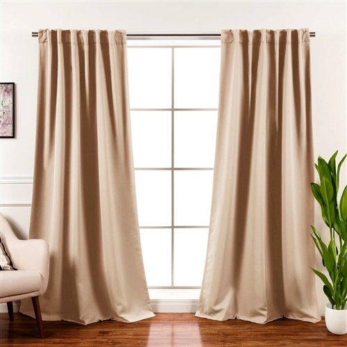 52 X 120 Inch Solid Beige Cream Thermal Blackout Curtain Panels - Set of 2
