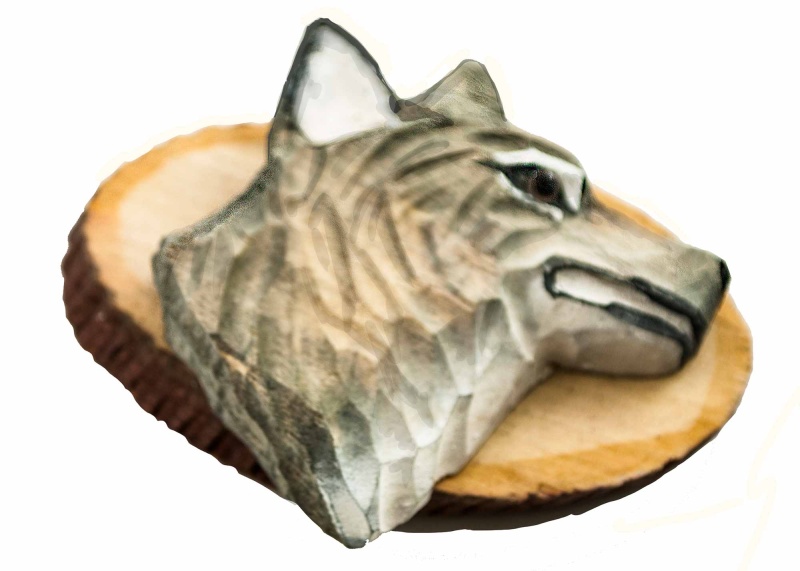 Grey Wolf Hand Carved Wildlife Magnet