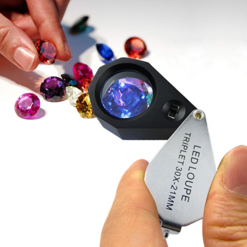 30X Jeweler Loupe Magnifier + 6 Led Light , 21Mm Lens