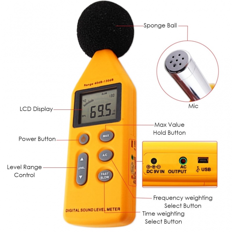 Digital Sound Pressure Level Meter Noise Decibel 130 Db