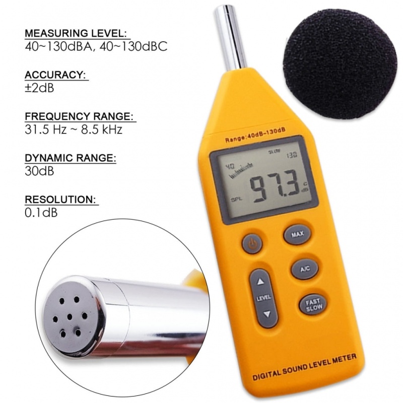 Digital Sound Pressure Level Meter Noise Decibel 130 Db