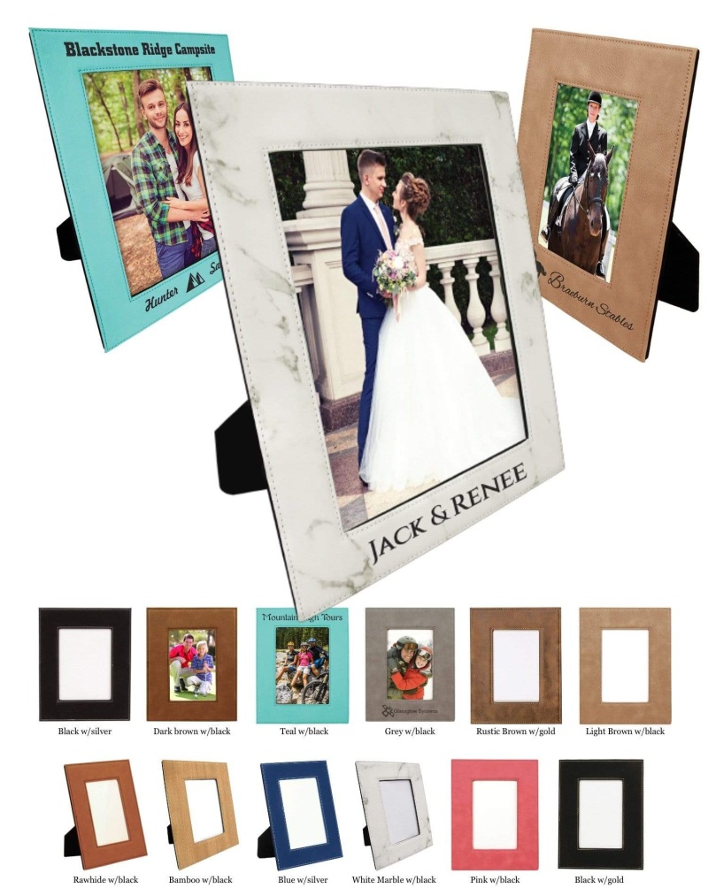 Leatherette 3 Line Personalized Photo Frames