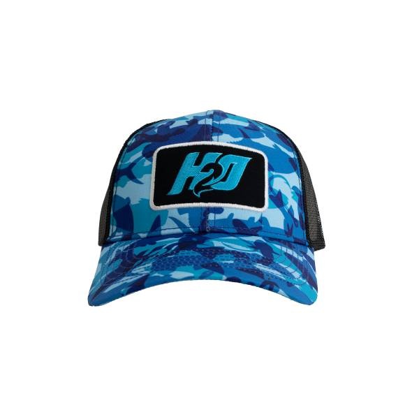 H2o H20 Logo Trucker Hat Blue Camo