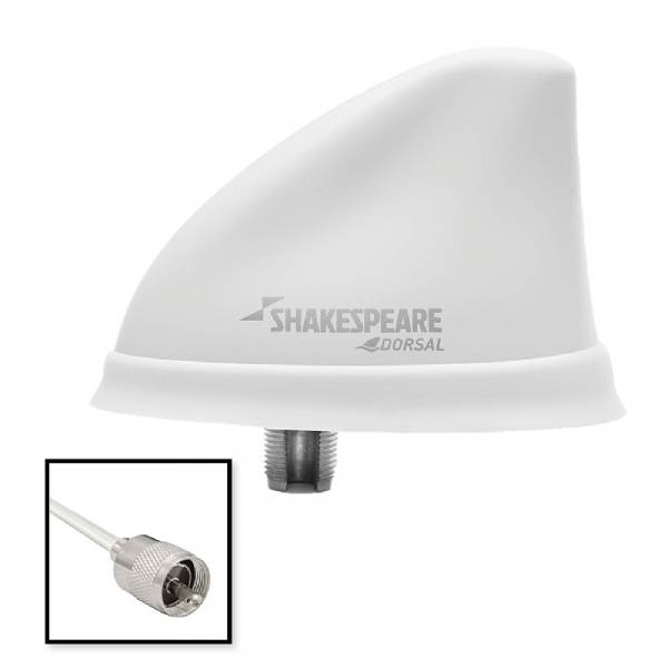 Shakespeare Dorsal Antenna White Low Profile 26 Ft Rgb Cable W/Pl-259