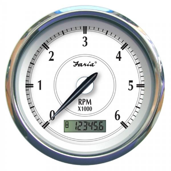 Faria Newport Ss 4Inch Tachometer W/Hourmeter F/Gas Inboard - 6000 r