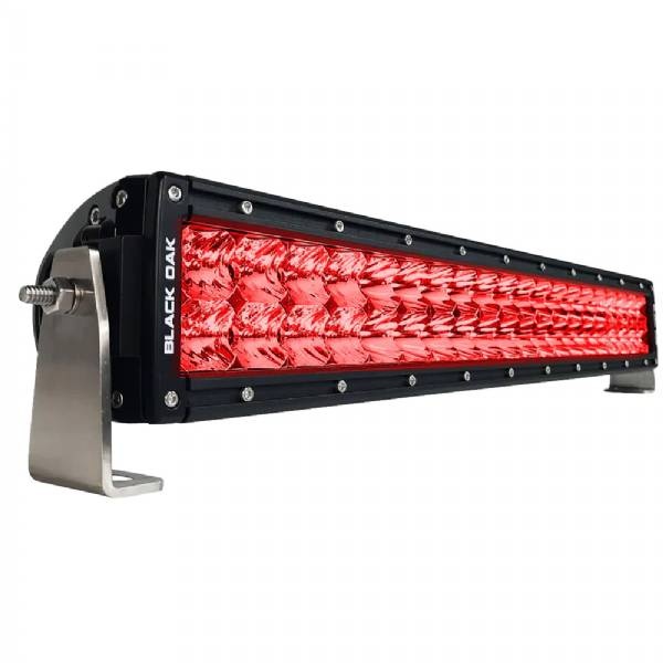 Black Oak Led Curved Double Row Combo Red Predator Hunting 20 In Light Bar -