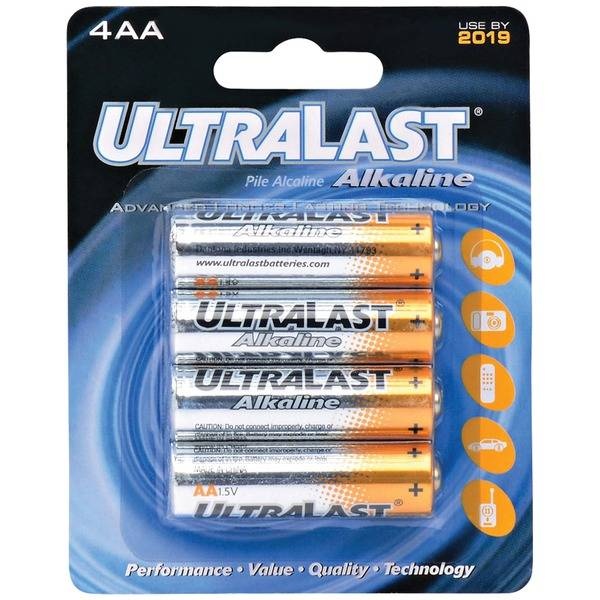 Ultralast Aa Alkaline Batteries, 4 Pk