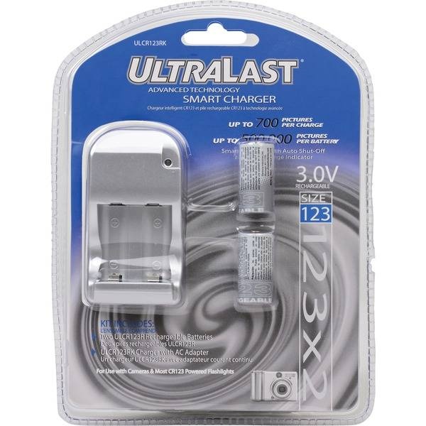 Ultralast Smart Charger With 2 Rechargeable Cr123 Batteries
