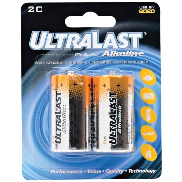 Ultralast C Alkaline Batteries, 2 Pk