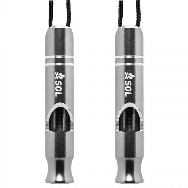 Sol Survive Outdoors Longer Rescue Metal Whistle- 2 Pack