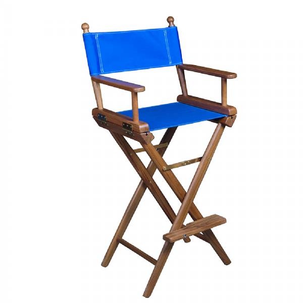 Whitecap Captain Fts Chair W/Blue Seat Covers - Teak