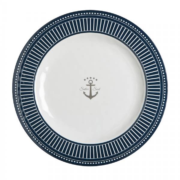 Marine Business Melamine Flat, Round Dinner Plate - Sailor Soul - 10Inch Set o