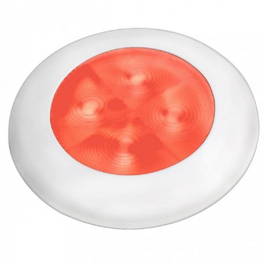 Hella Slim Line LED Courtesy Lamp - Red LED - White Plastic Bezel - 12V