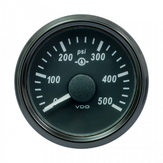 VDO SingleViu 52mm Gear Pressure Gauge - 500 PSI