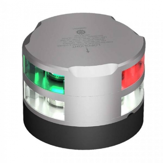 Lopolight Tri-Color W/Anchor Light And Strobe - 2Nm - 30M Cable - Silver