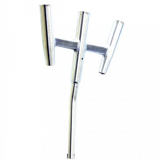 Tigress Triple Aluminum Kite Rod Holder - Bent Butt - Polished