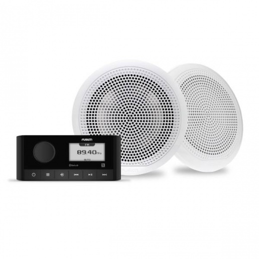 Fusion MS-RA60KCW Bundle: MS-RA60 Stereo with Pair EL Classic 6.5 in Speakers