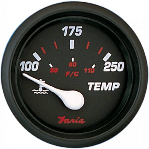 Faria Professional Red 2Inch Water Temp Gauge