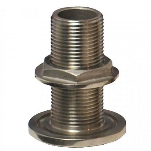 Groco 3/4Inch NPS NPT Combo Stainless Steel Thru-Hull Fitting W/Nut