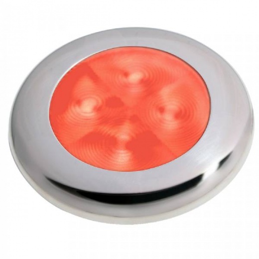 Hella Slim Line LED Courtesy Lamp - Red LED, Stainless Steel Bezel, 12V