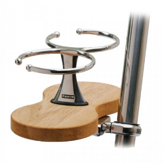 Edson Marine Clamp-On Drink Holder - Double - Teak