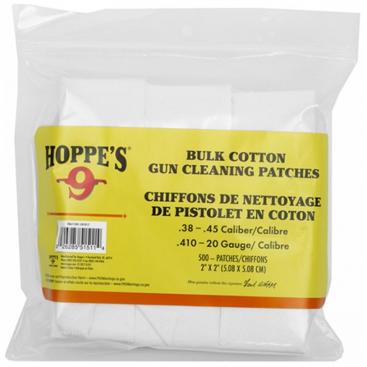 Hoppe's Cleaning Patches - 38-45Cal, 500 Pack