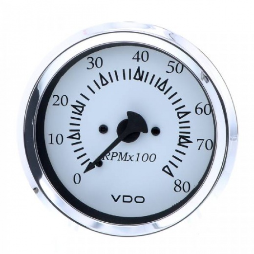 VDO Cockpit Marine 85MM Outboard Tachometer - White Dial/Chrome Bezel