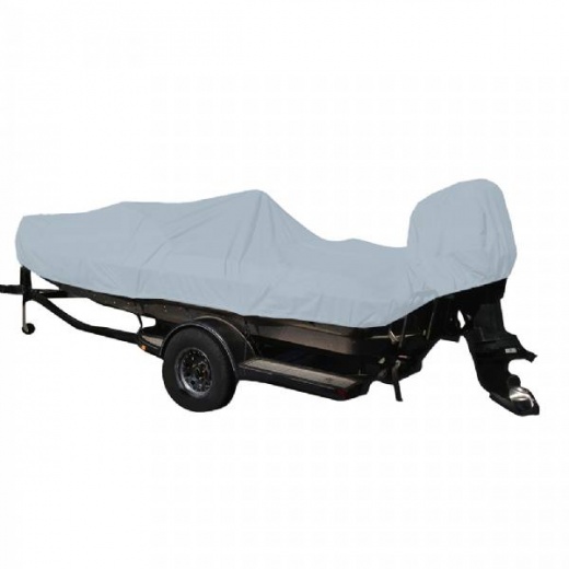 Carver Performance Poly-Guard Styled-To-Fit Boat Cover for 19.5 Ft Fish and Ski Style Boats with Walk-Thru Windshield - Grey