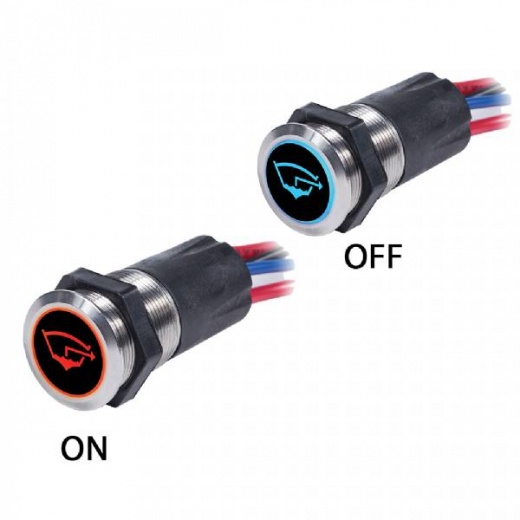 Blue Sea Backlit Push Button Switch Off/On - 15A