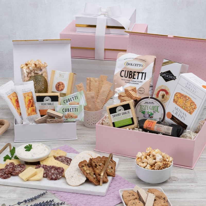 Premium Meat And Cheese Gift Tower - Pink