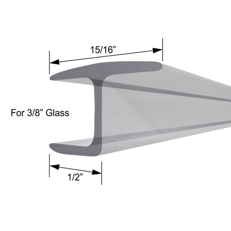 Glass Simple Clear Door Stop With Hard Leg H Seal, 95" Length