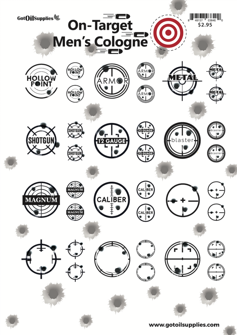 On Target Men's Cologne Labels