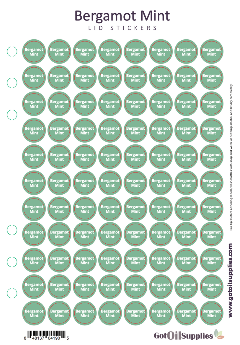 Bergamot Mint dōTerra® Lid Stickers