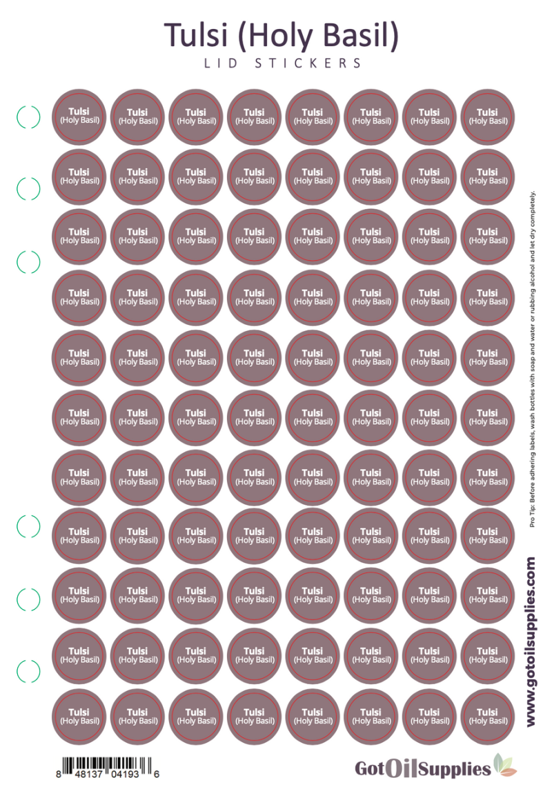Tulsi (Holy Basil) dōTerra Lid Stickers