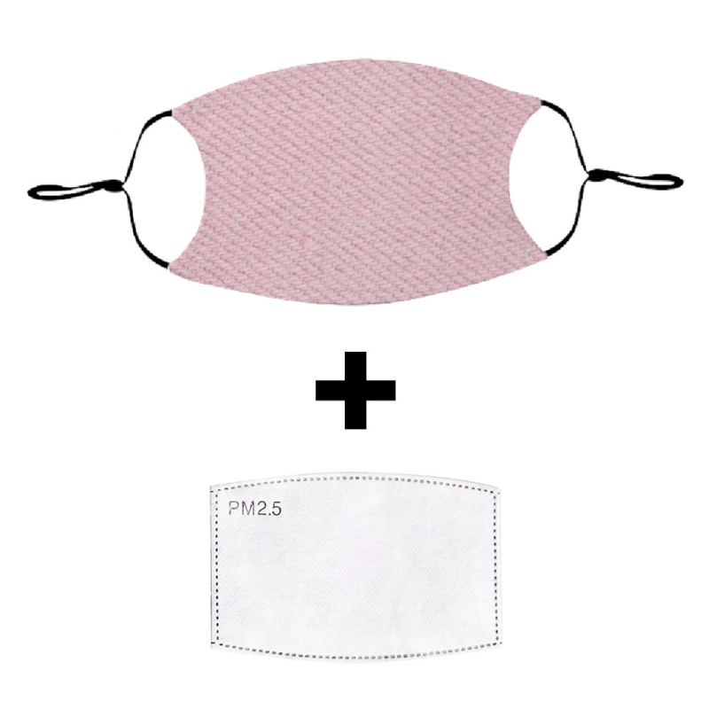 Pink Denim Print Washable Cloth Face Mask With Pm2.5 Filter