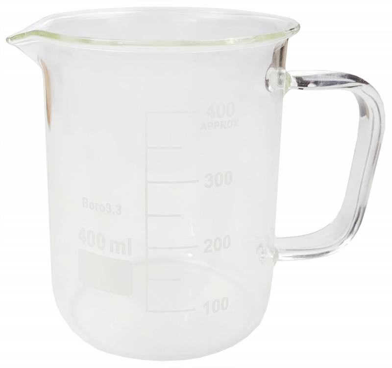 Beaker Mug 400Ml With Handle And Pour Spout Borosilicate Glass