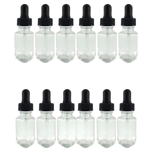 Bottle Flint Glass, French Square, Clear, 2 Ounces, With Dropper Assembly