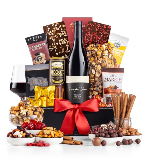 Royal Treatment Wine Basket With Founder's Vine Pinot Noir