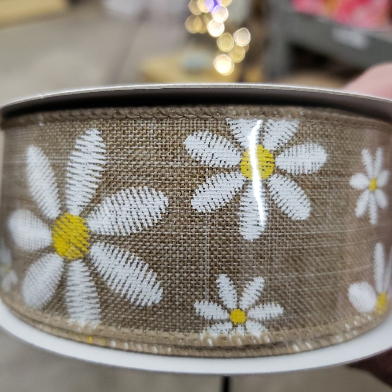 1.5"X10yd Embroidered Daisy