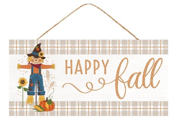 12.5"L X 6"H Happy Fall/Scarecrow Sign