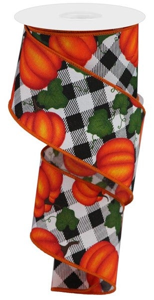 2.5"X10yd Pumpkin W/Leaves/Check