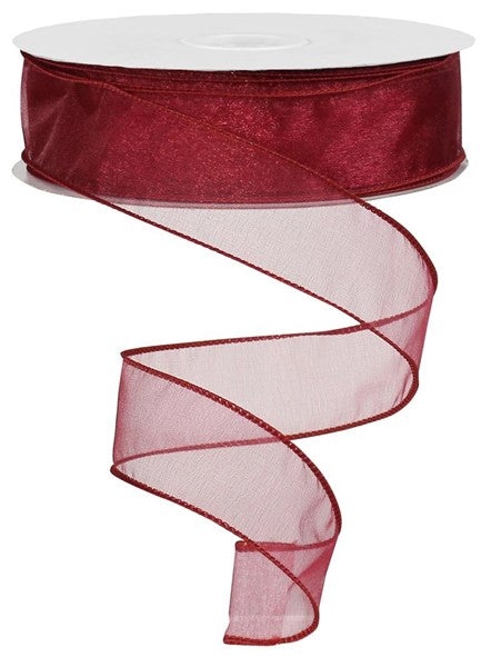 Burgundy - Sheer Organza Ribbon - ( 5/8 inch | 25 Yards )