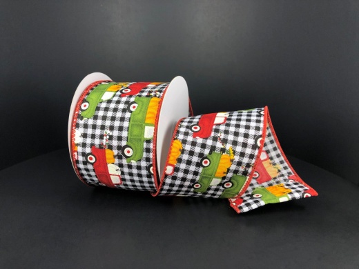 2.5" x 10 Yards Fall Truck Pumpkins Wired Ribbon