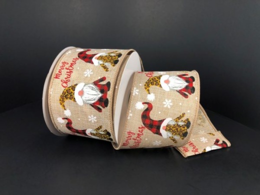 2.5" x 10 Yard Cheetah Gnomes Ribbon - Jascotina