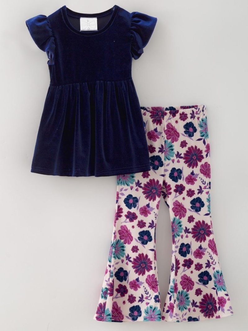 Midnight Wildflower Velvet Flare Set
