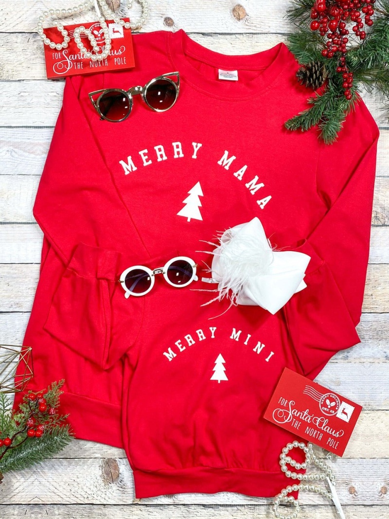 Merry Mini & Mama Christmas Red Top