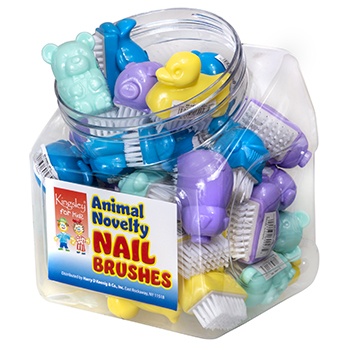 Canister Of 36 Nail Brushes Assorted Animal Shapes