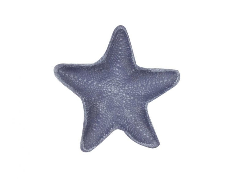 Rustic Dark Blue Cast Iron Starfish Decorative Bowl 8"