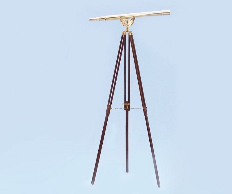 Floor Standing Brass/Leather Anchormaster Telescope 65"