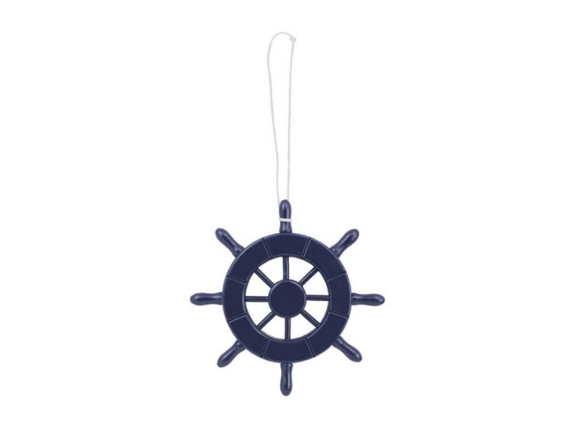 Dark Blue Decorative Ship Wheel Christmas Tree Ornament 6"